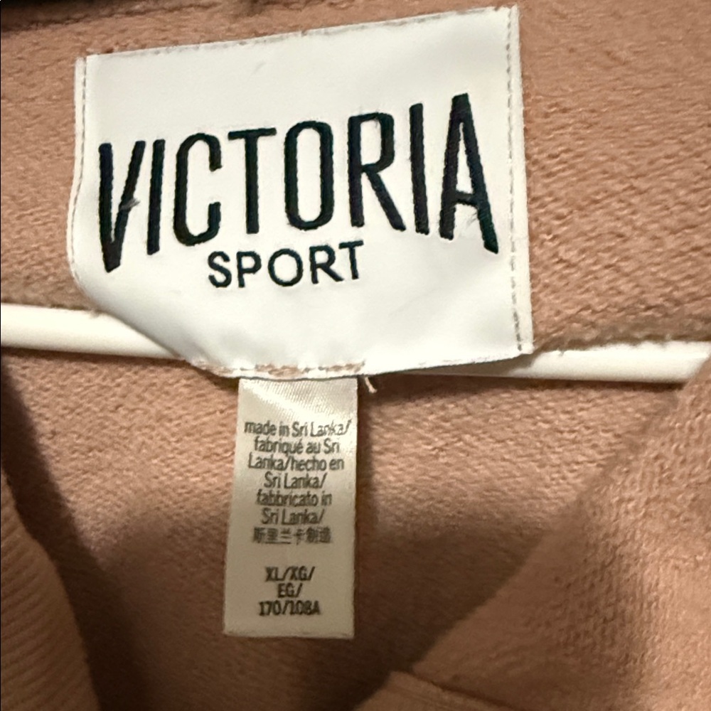 🤎 Victoria Sport Cropped Hoodie Sweatshirt Size XL | Blush Taupe - Picture 2 of 7